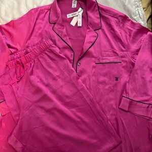 Victoria's Secret Fuchsia Satin Pajama Set